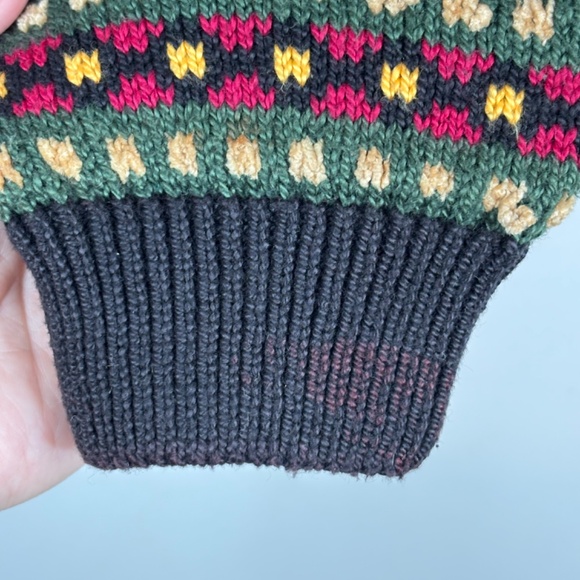 VTG 90s Christine Foley Christmas Cardigan Sweater 2 Black Reindeer Fair Isle - Picture 6 of 11